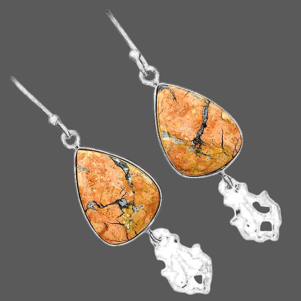 Natural Maligano Jasper – Indonesia 925 Sterling Silver Earrings Jewelry E-1079