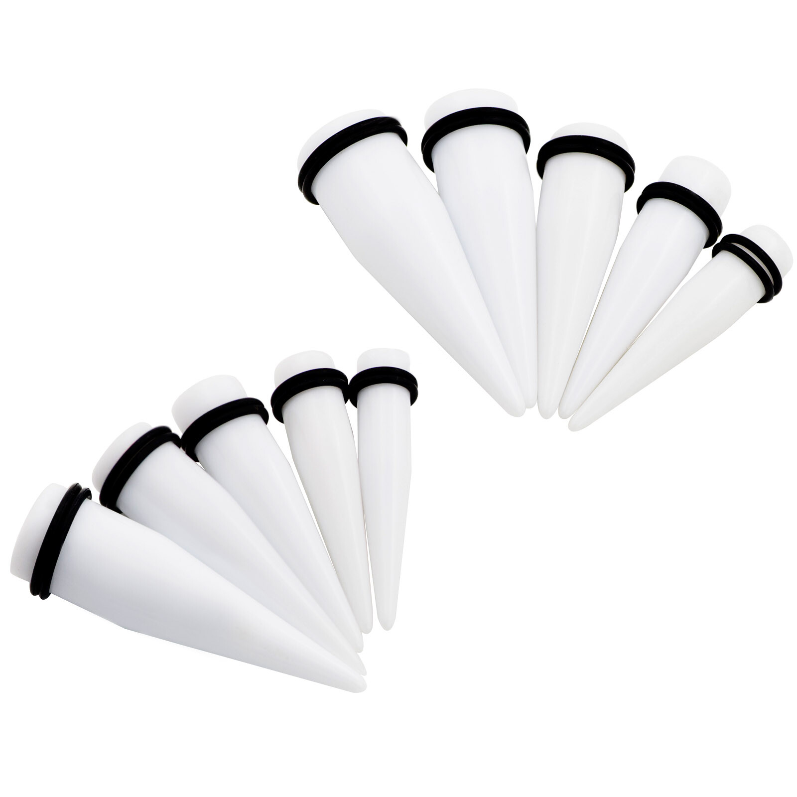 36PCS White Big Gauge Spiral Taper Plug Set Acrylic Ear Stretching Kit 00G-20MM