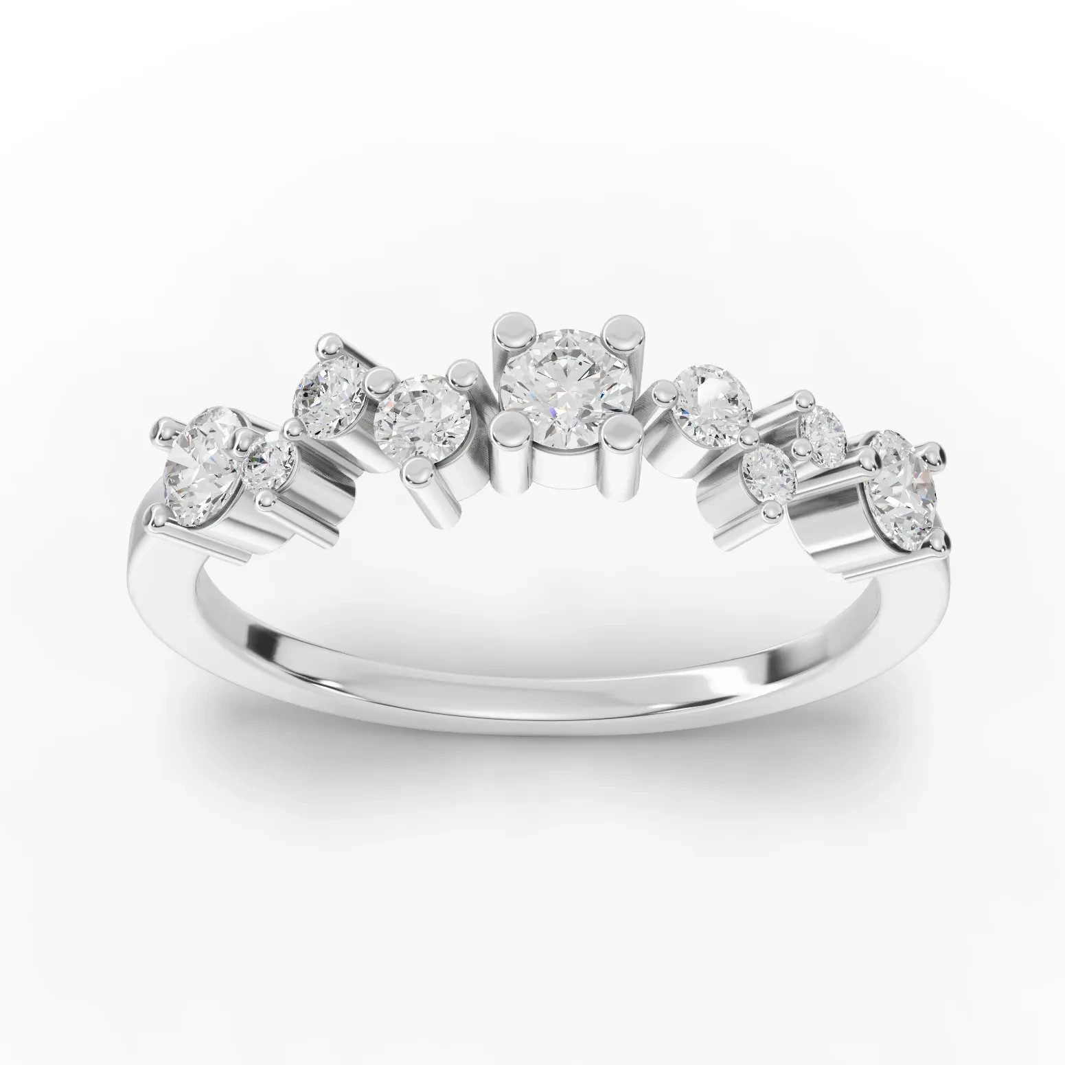 0.40 Ct Round Lab Grown Diamond Prong-Set Half Eternity Ring 18K White Gold