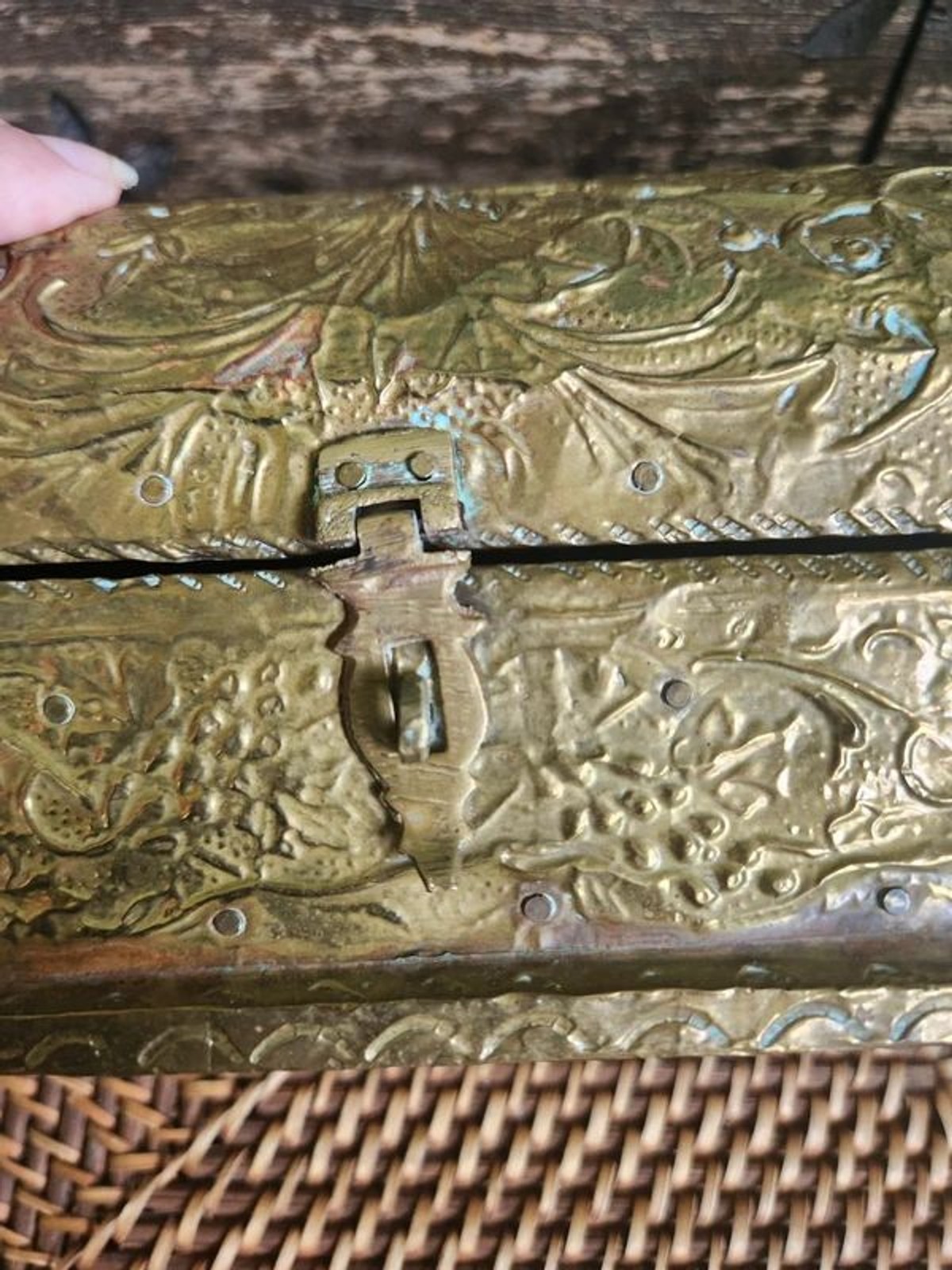 Embossed Gold Treasure Box, Jewelry Casket, Lined – handles Ornate Antique UK