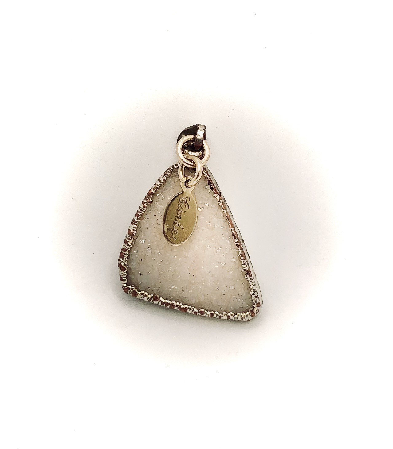 Cimber White Druzy Stone w/ Gold Edging