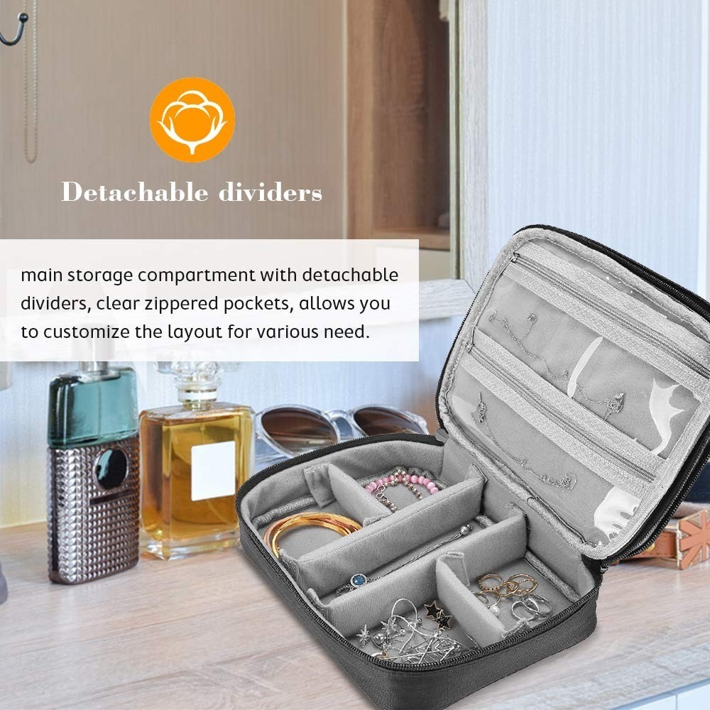 Travel Jewelry Case Organizer Bag, Soft Padded Jewelry Carrying Pouch Portable S