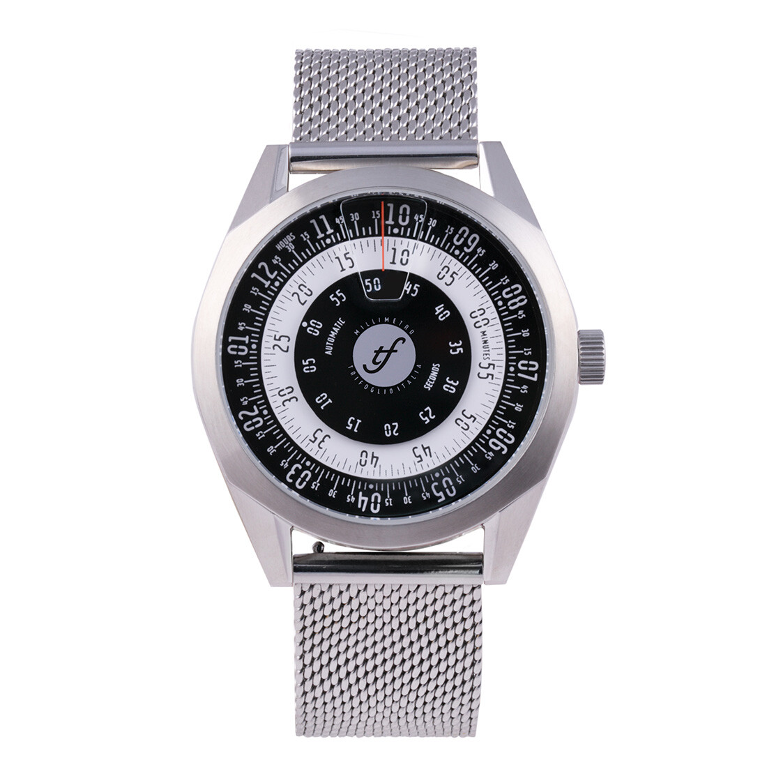 Clover Italy Millimeter Automatic Steel White Black Mesh Men’s Watch