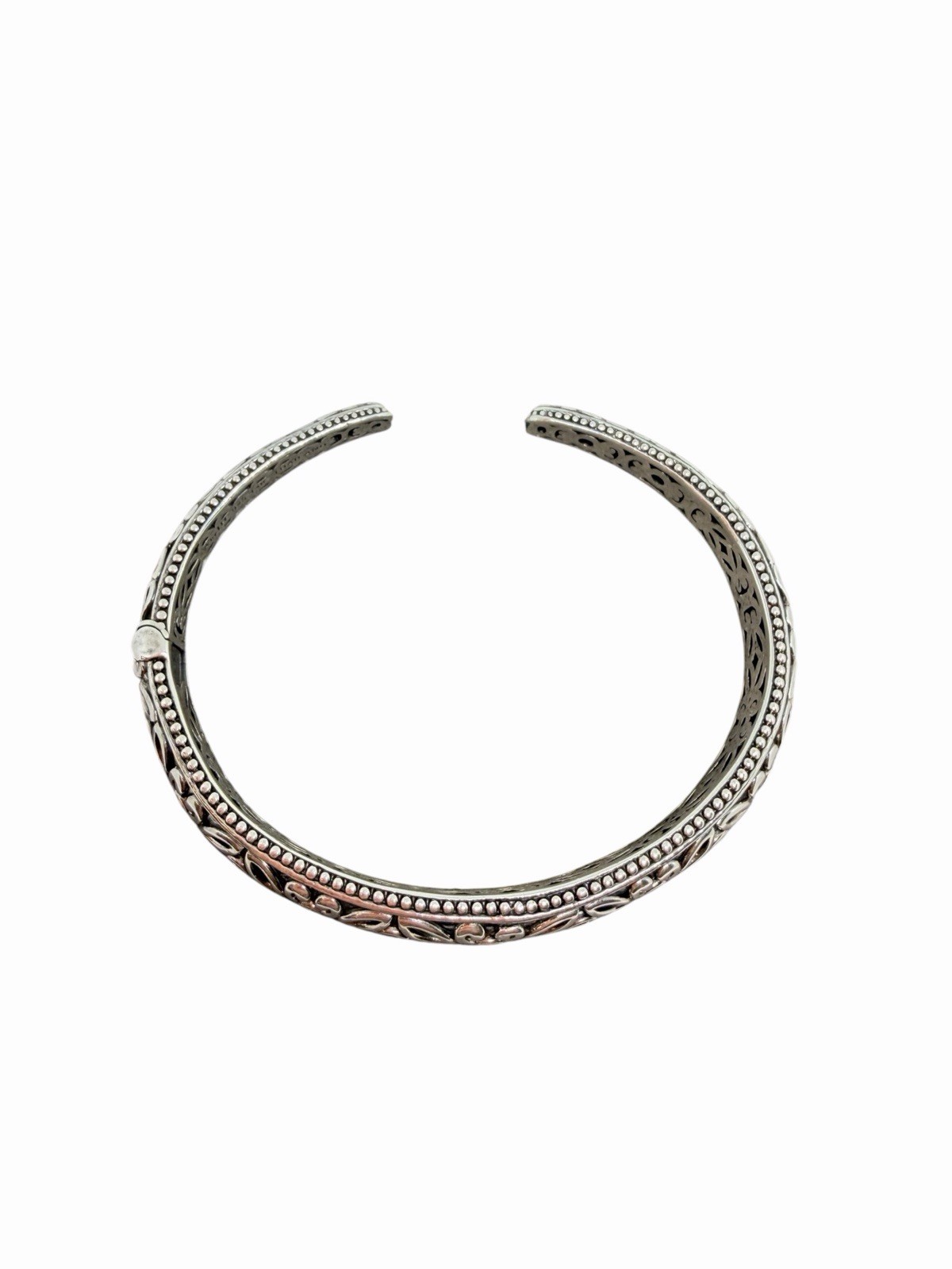 Angela By John Hardy Sterling Silver 14Kt Gold Floral Hinged Cuff Bracelet
