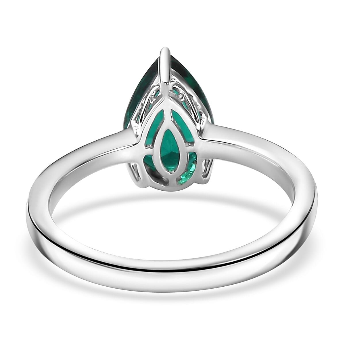 AAA Lab Grown Emerald 1.65 ctw Solitaire Ring in 10K White Gold Size 9.0