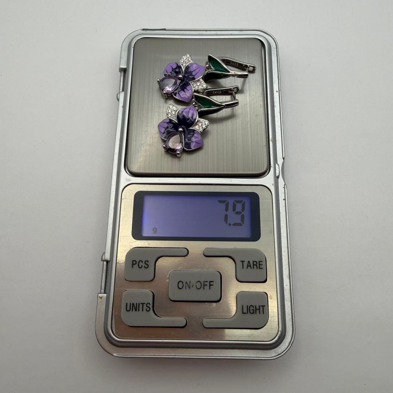 925 Sterling Silver Purple Flower Crystal Dangle Drop Earrings Women Jewelry