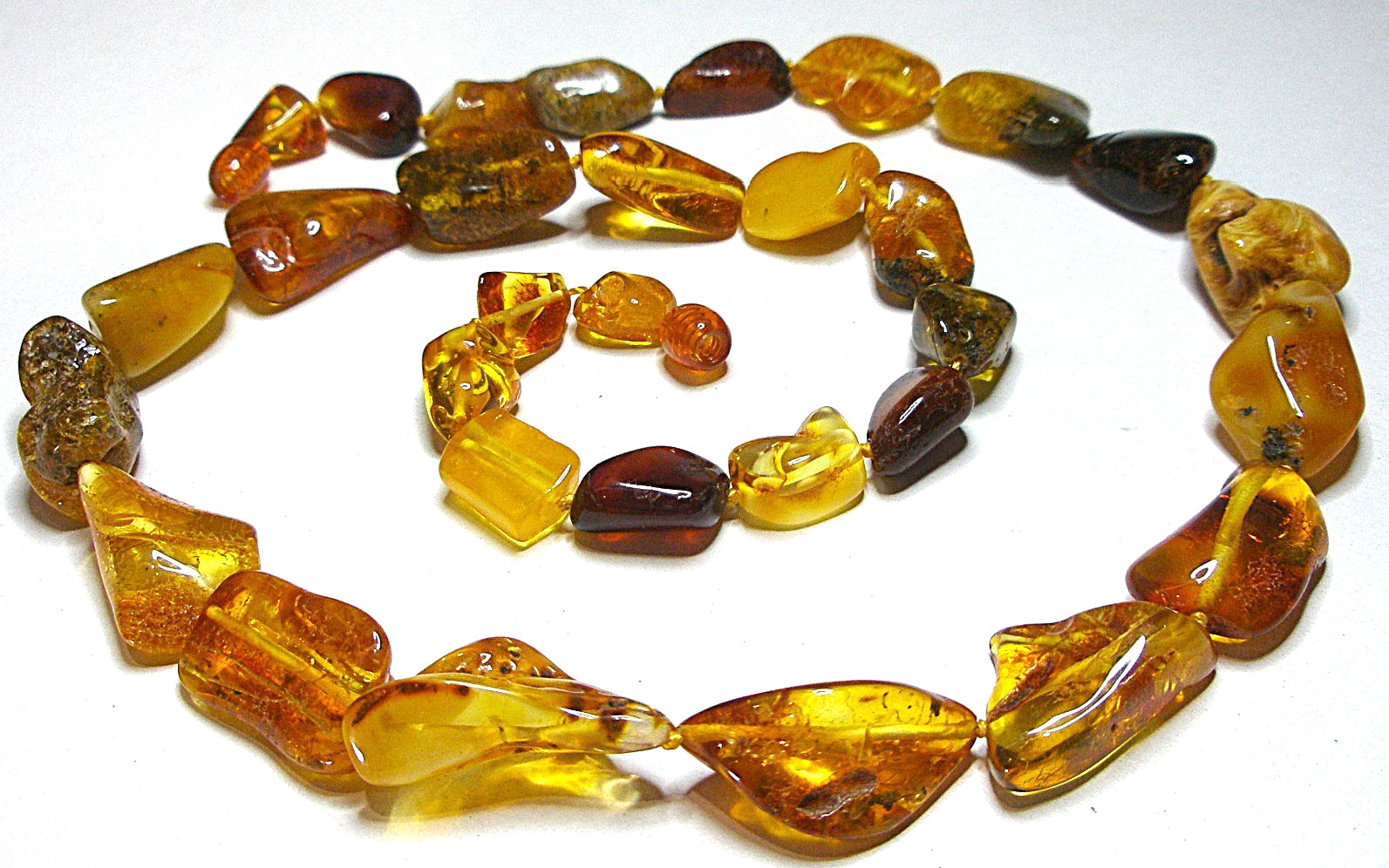 Genuine Polished Baltic Amber Necklace Multicolor 60 cm! – 23.5 inch, Handmade