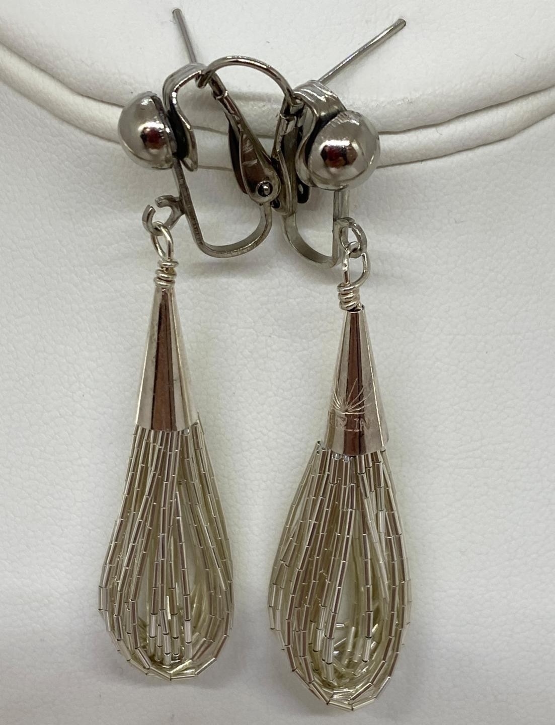 Sunshine Sterling Liquid Silver 100 Strand Necklace Earring Set N49