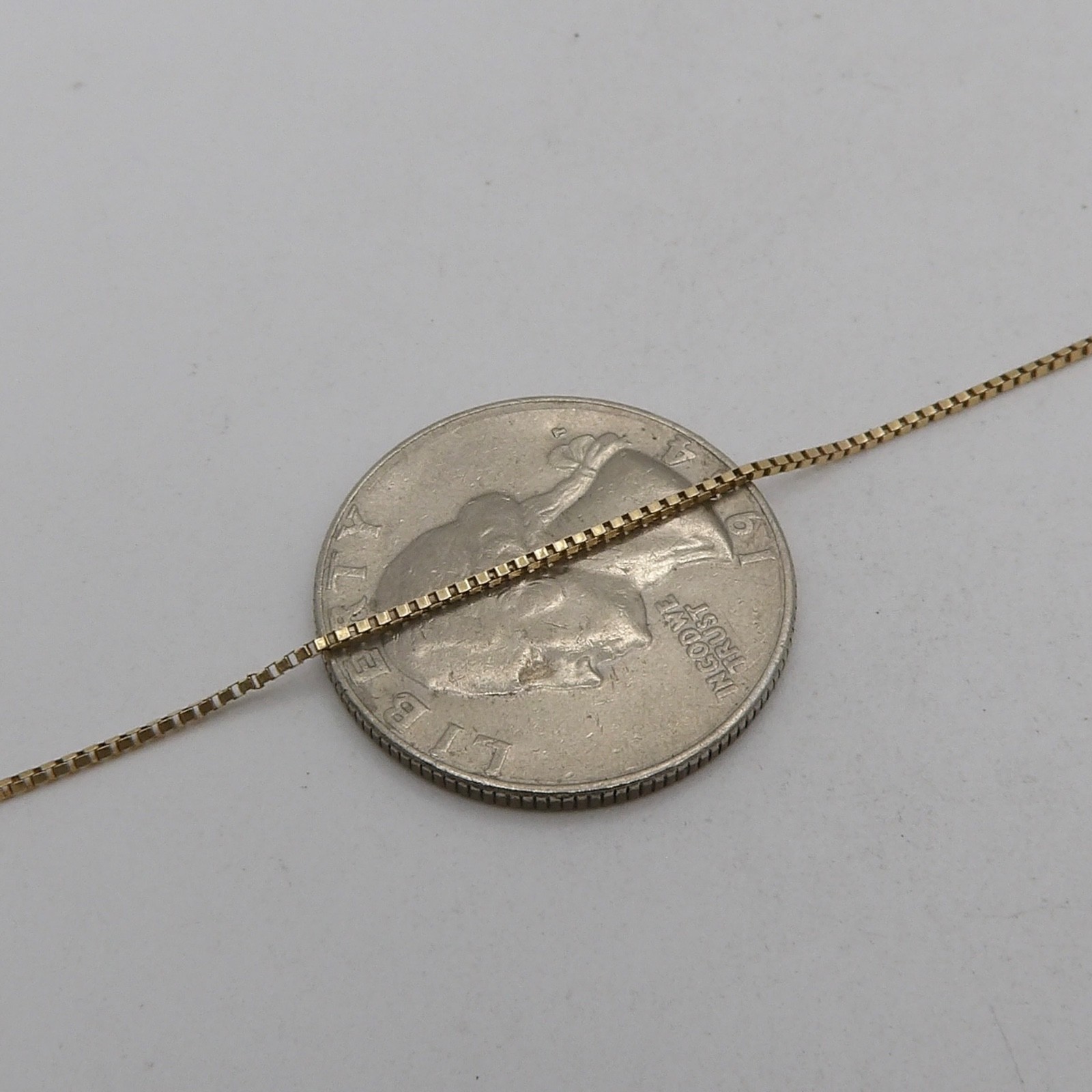 Solid 14k Gold Box Venetian Link Pendant Chain Necklace Italy 20in 1mm