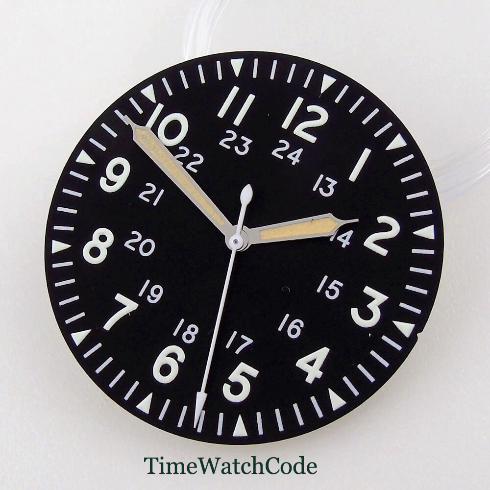 33.6mm Black Watch Dial&Hands Fit NH35/36 ETA 2824 PT5000 Miyota8215 DG2813