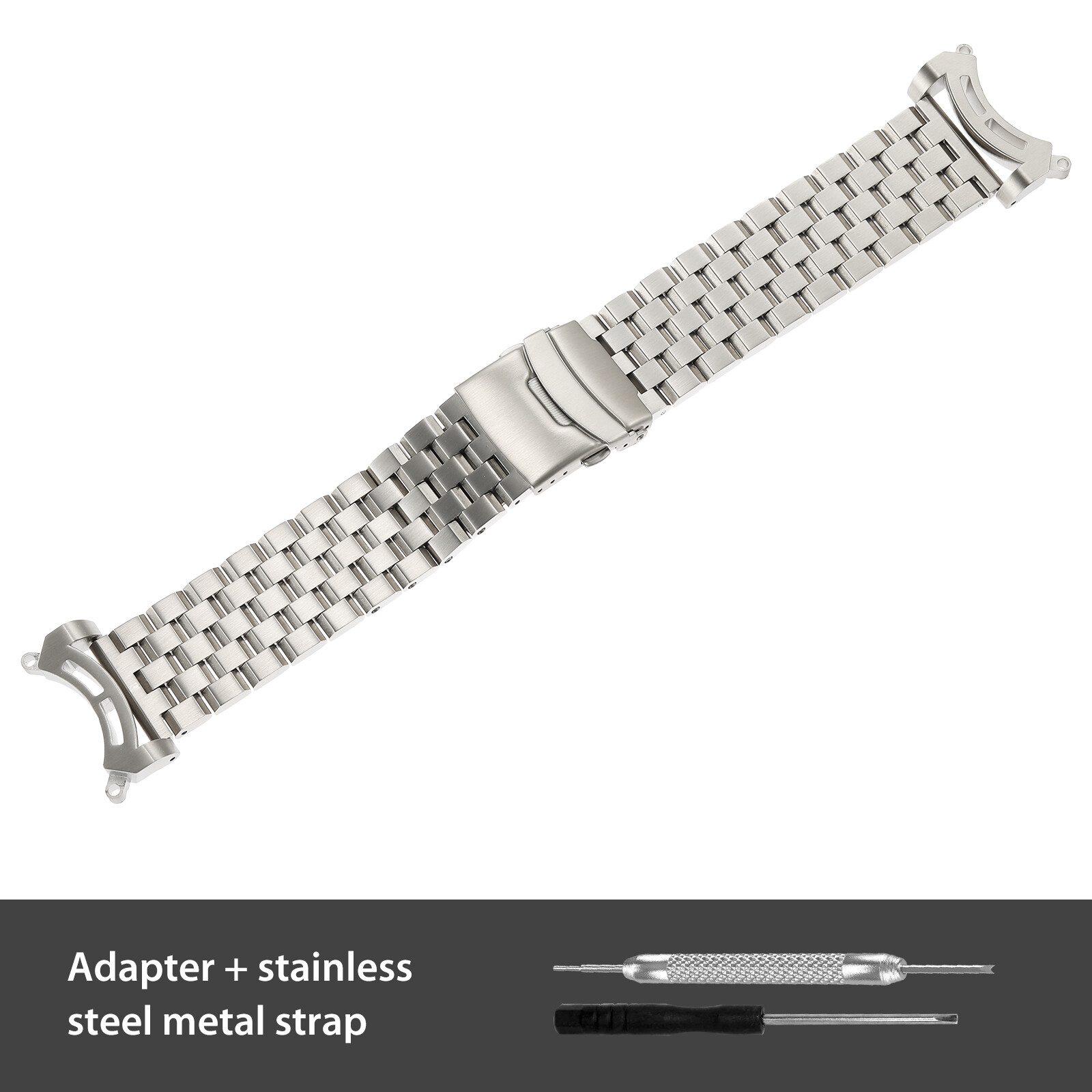Silver Adapters w/Stainless Steel Metal Strap for Citizen Promaster BJ8050-08E