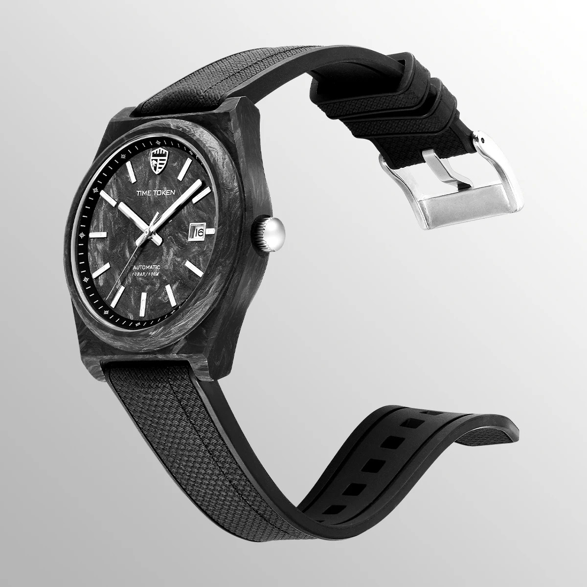 Carbon Fiber Luminous 40mm Automatic Diver Watch 100m Waterproof Miyota 8215
