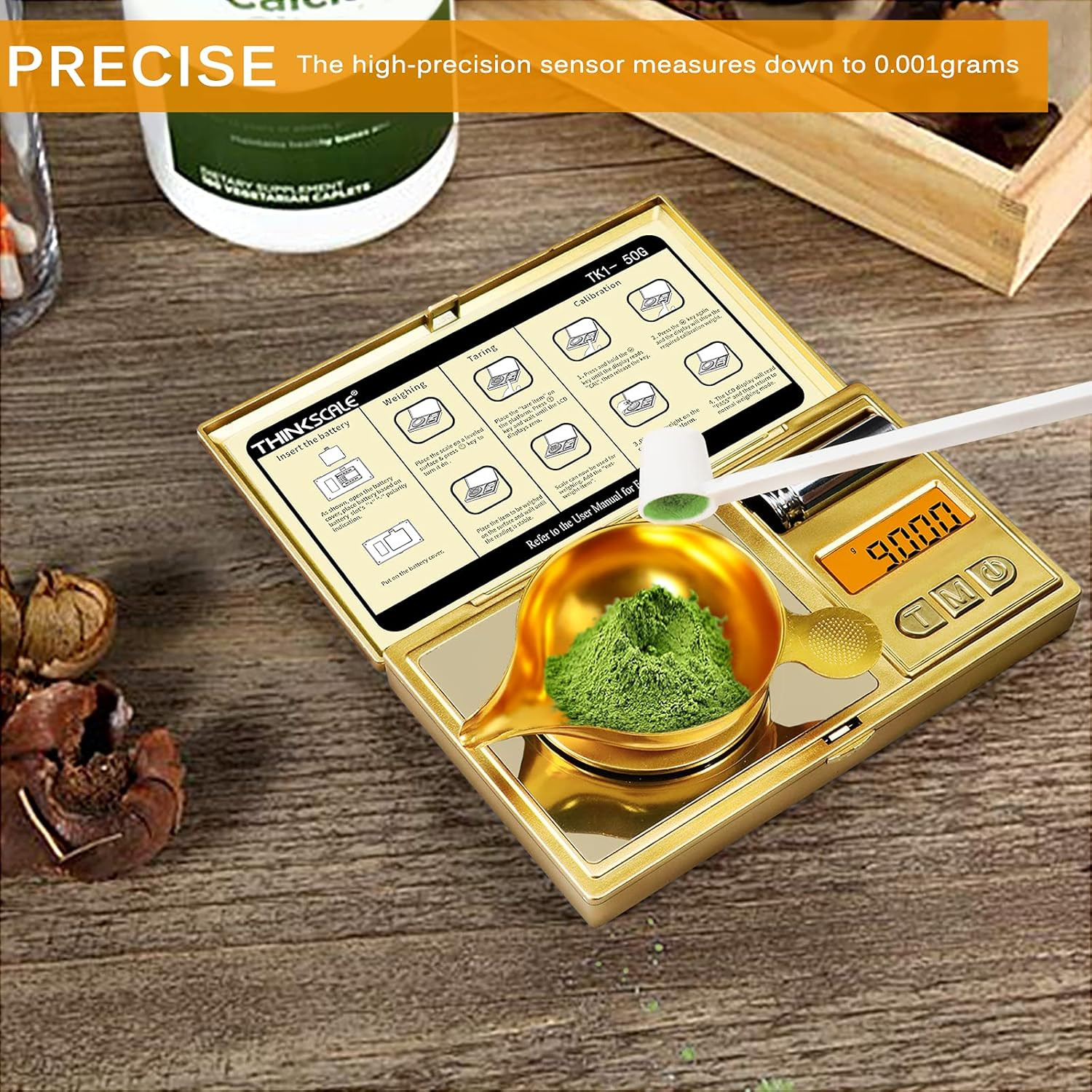 Digital Milligram Scale, 50G/0.001G Gold Jewelry and Gem Scale, Mg Scale for Pow