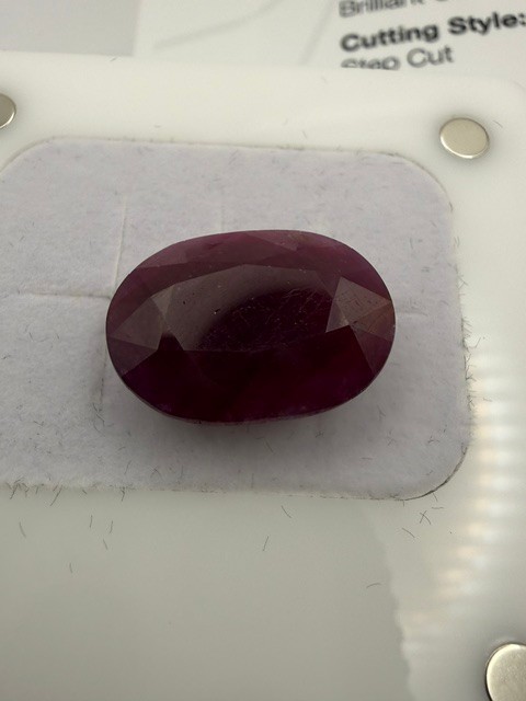 GIA Certified 15.03 Ct Natural Unheated Ruby Translucent Oval Purplish Red Gem
