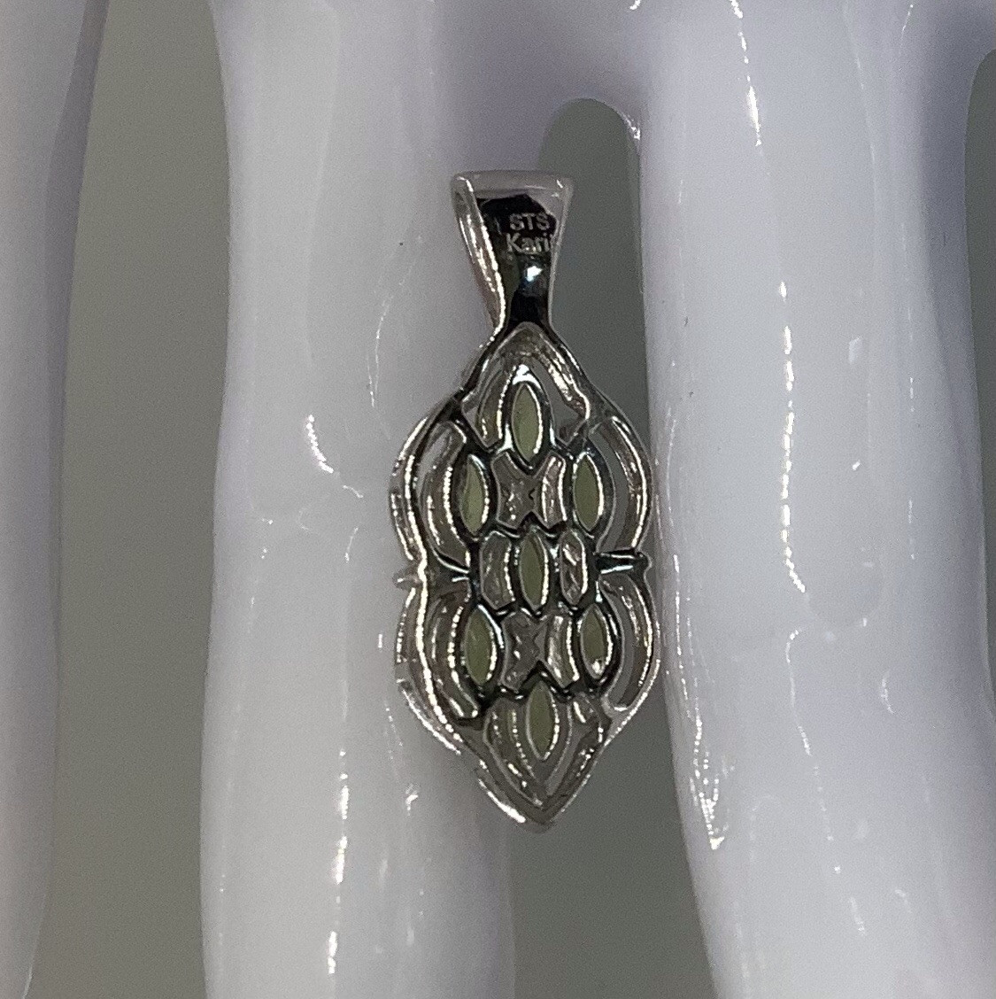 Mozambique Garnet, Platinum / Pure Brass Pendant