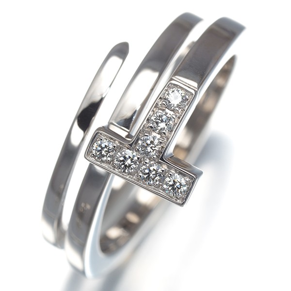 Auth Tiffany&Co. Ring Diamond Tiffany T Square Wrap US6-6.25 18K WG