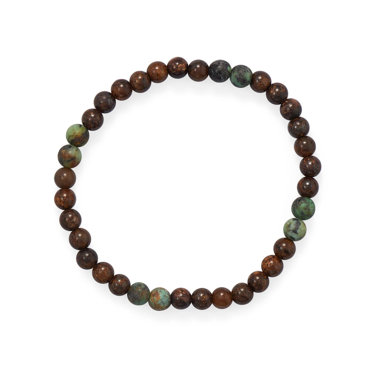 8″ Bronzite and African Turquoise Stretch Women’s Bracelet