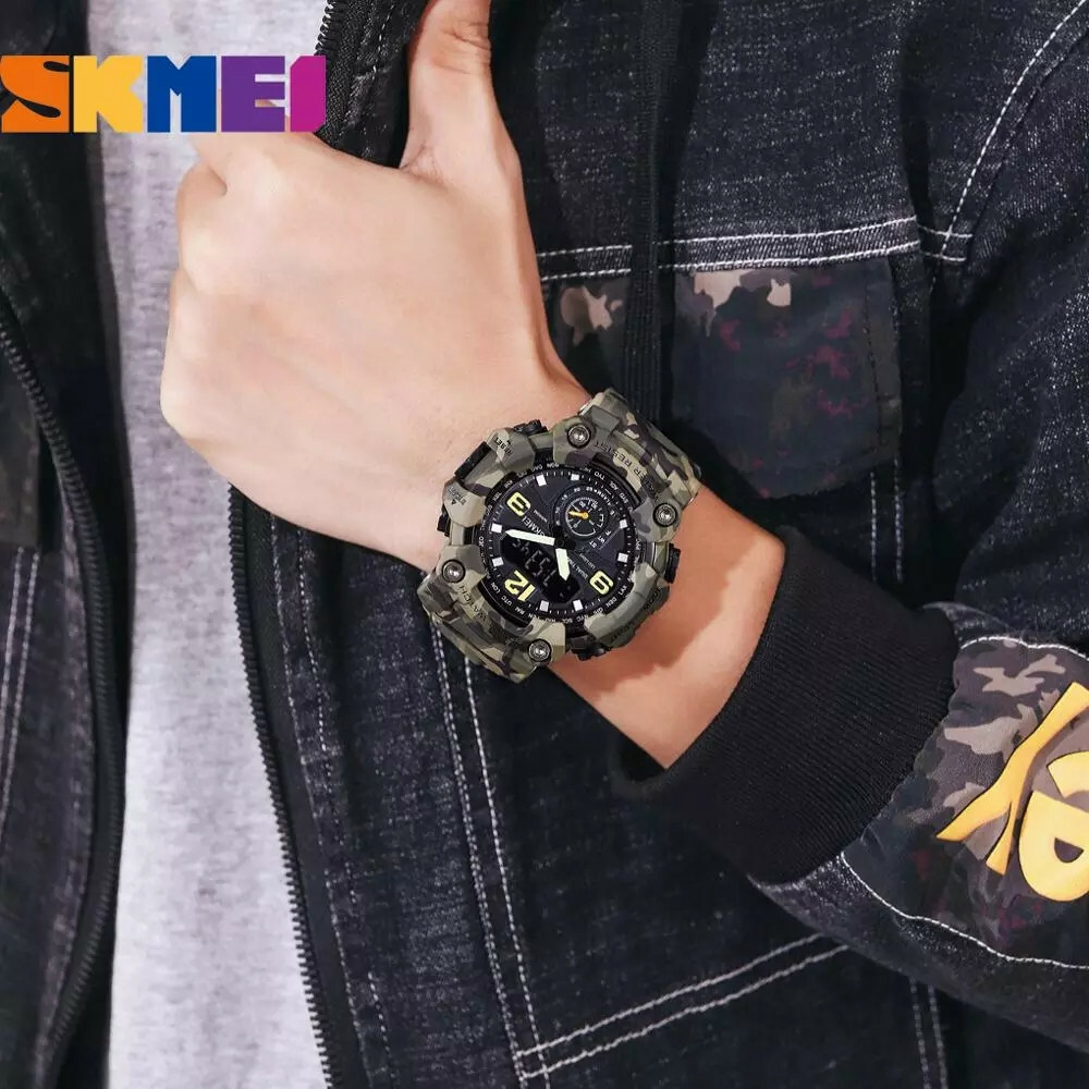 SKMEI Men Watch Shockproof Wristwatch Military Army Green Sport Digital Watches