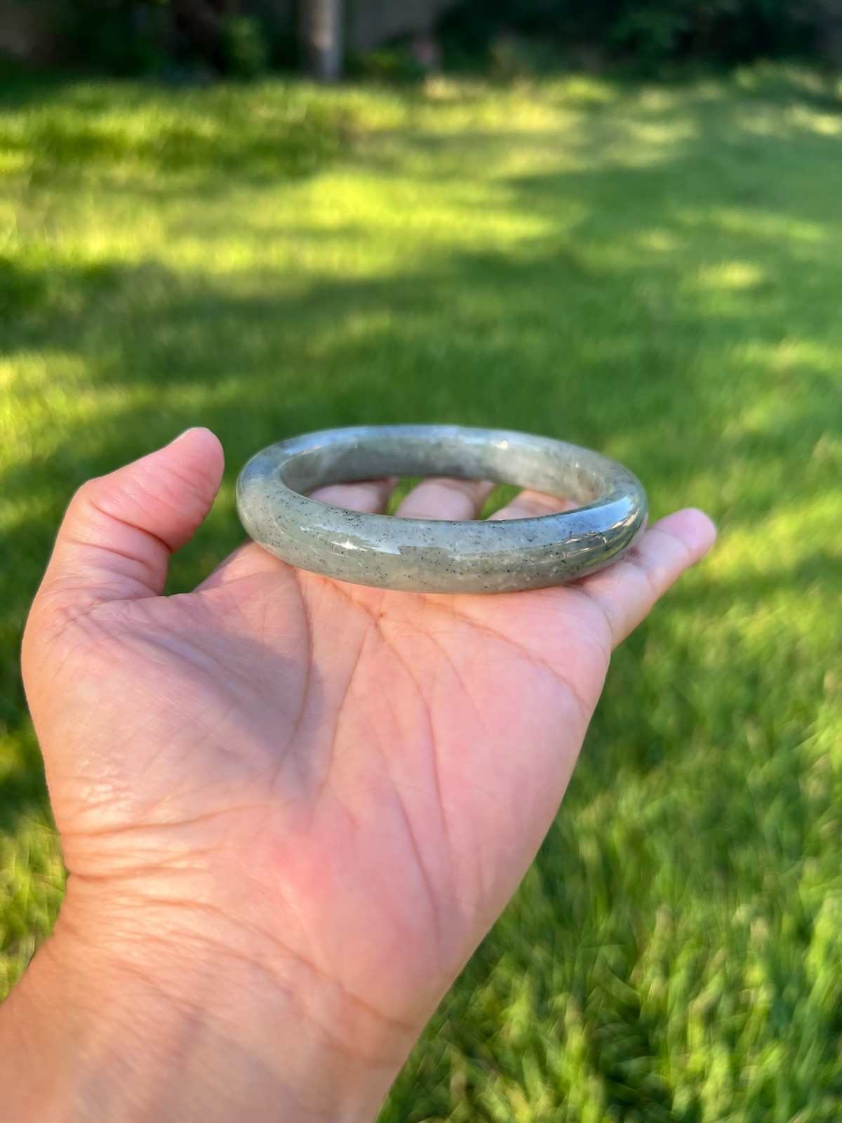 XXL 64mm Qinghua Sesame Nephrite Jade Bangle Bracelet H407 2