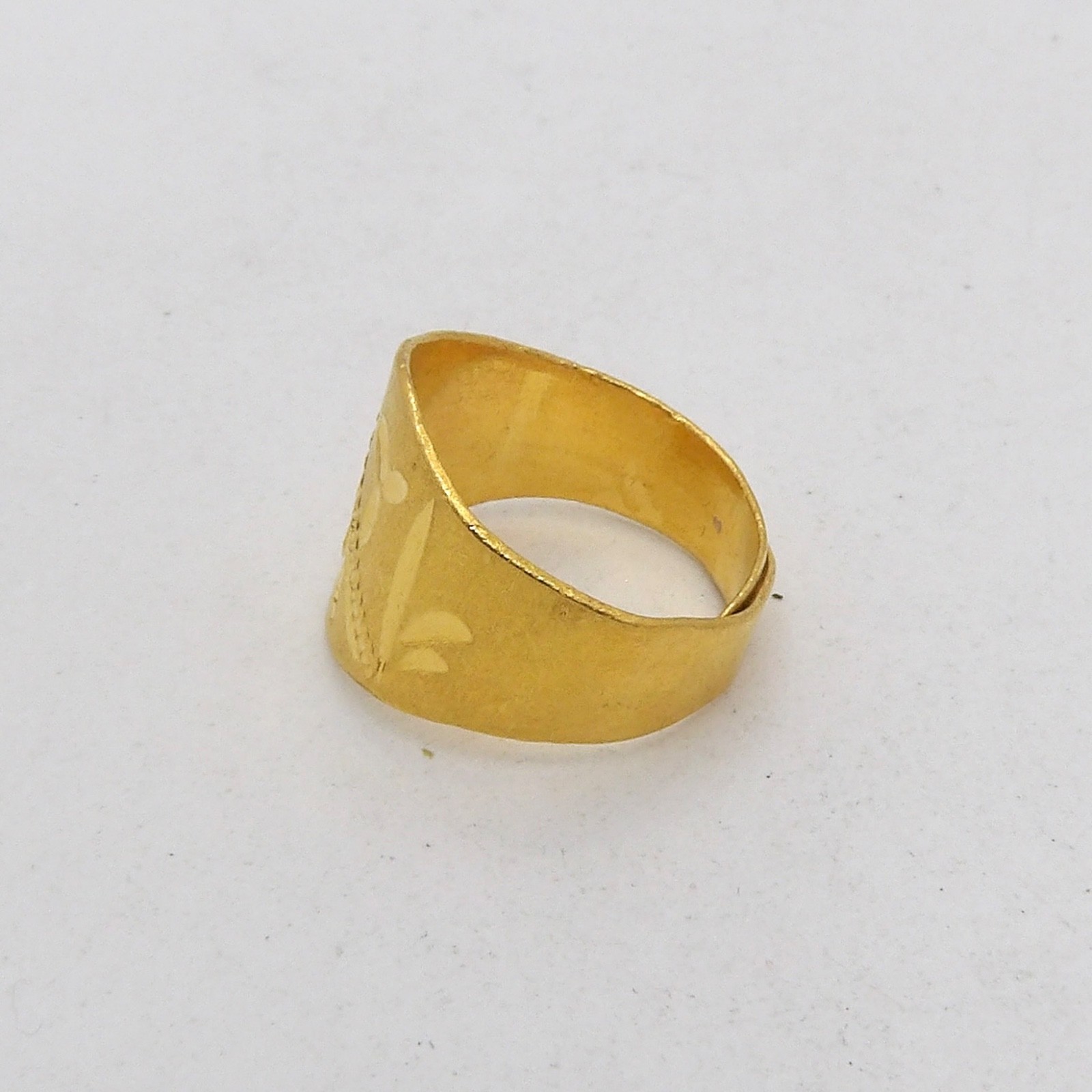 Solid 24k Gold 999 Baby Child Ring Adjusts Size 1 to 6 Cigar Band Setting