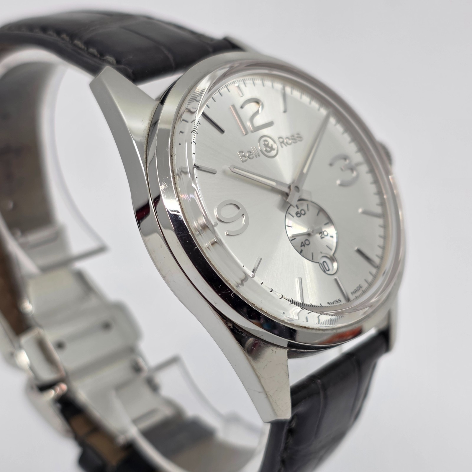 Bell & Ross Officer Automatic Steel 41mm Silver Dial on Strap BR123-95-SP