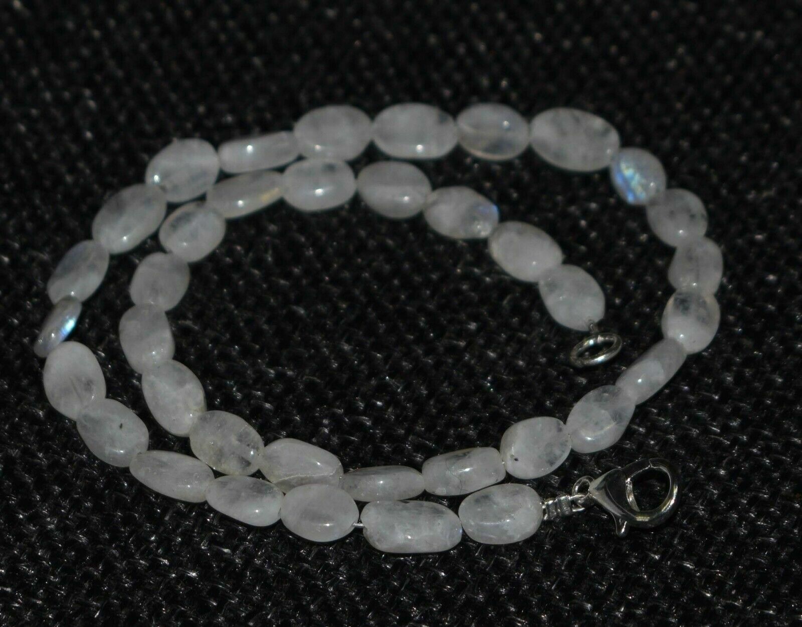 24″inch Necklace Natural Rainbow Moonstone Oval Smooth 6×9-7x10mm Beads