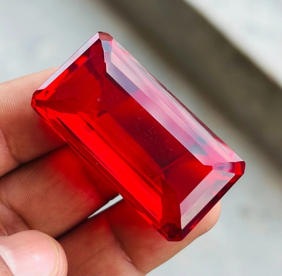 GIE 19.55 Ct Natural Certified Emerald Cut BURMA Blood Red Ruby Loose Gemstone