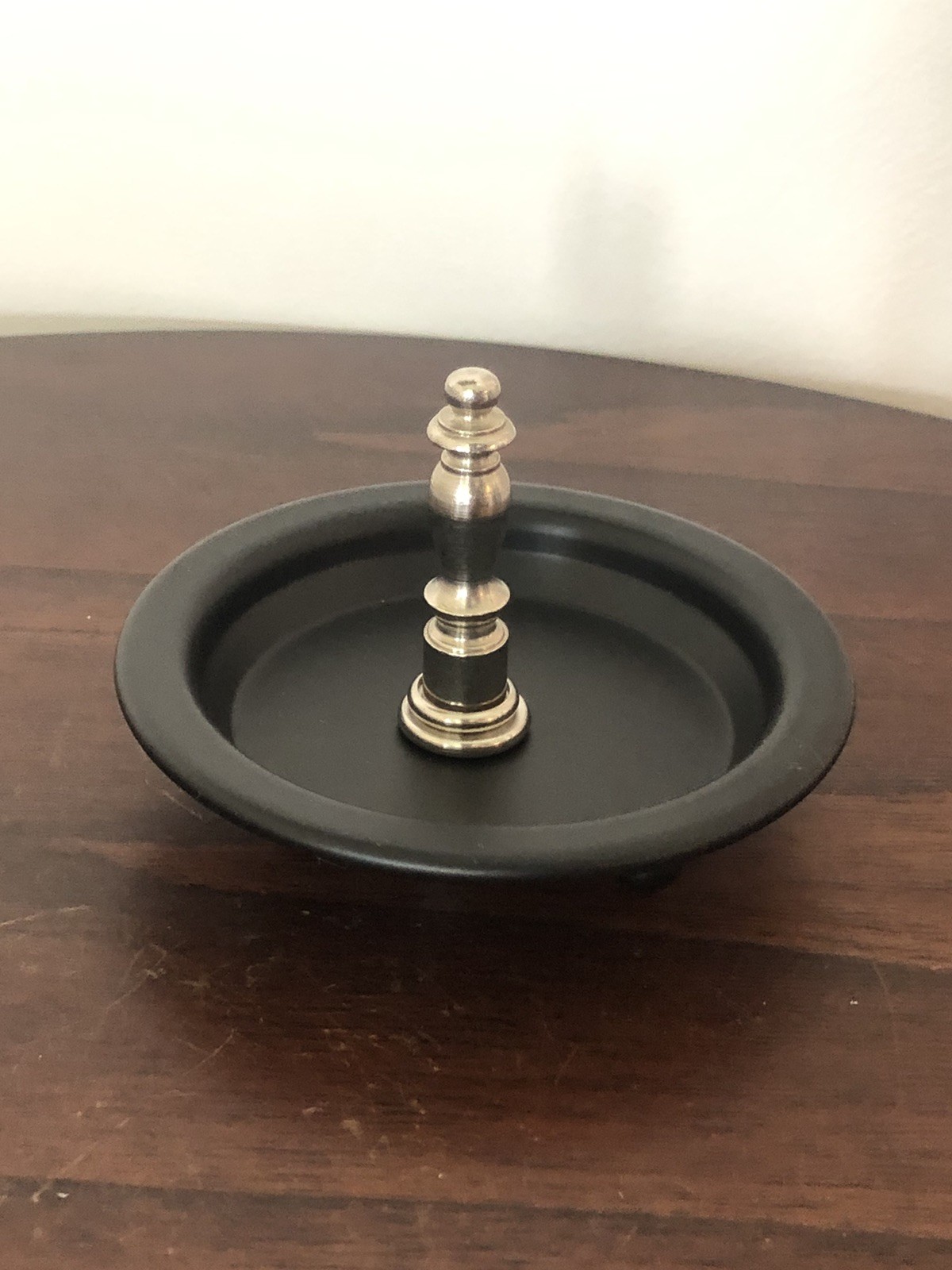 Ring Holder Ring Keeper Trinket Dish Nickel Finial Repurpose Counter Top Black