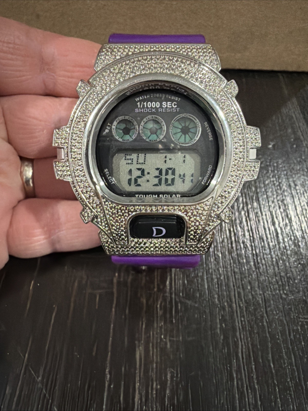 King Master Digital Purple Band Diamond Shock Watch