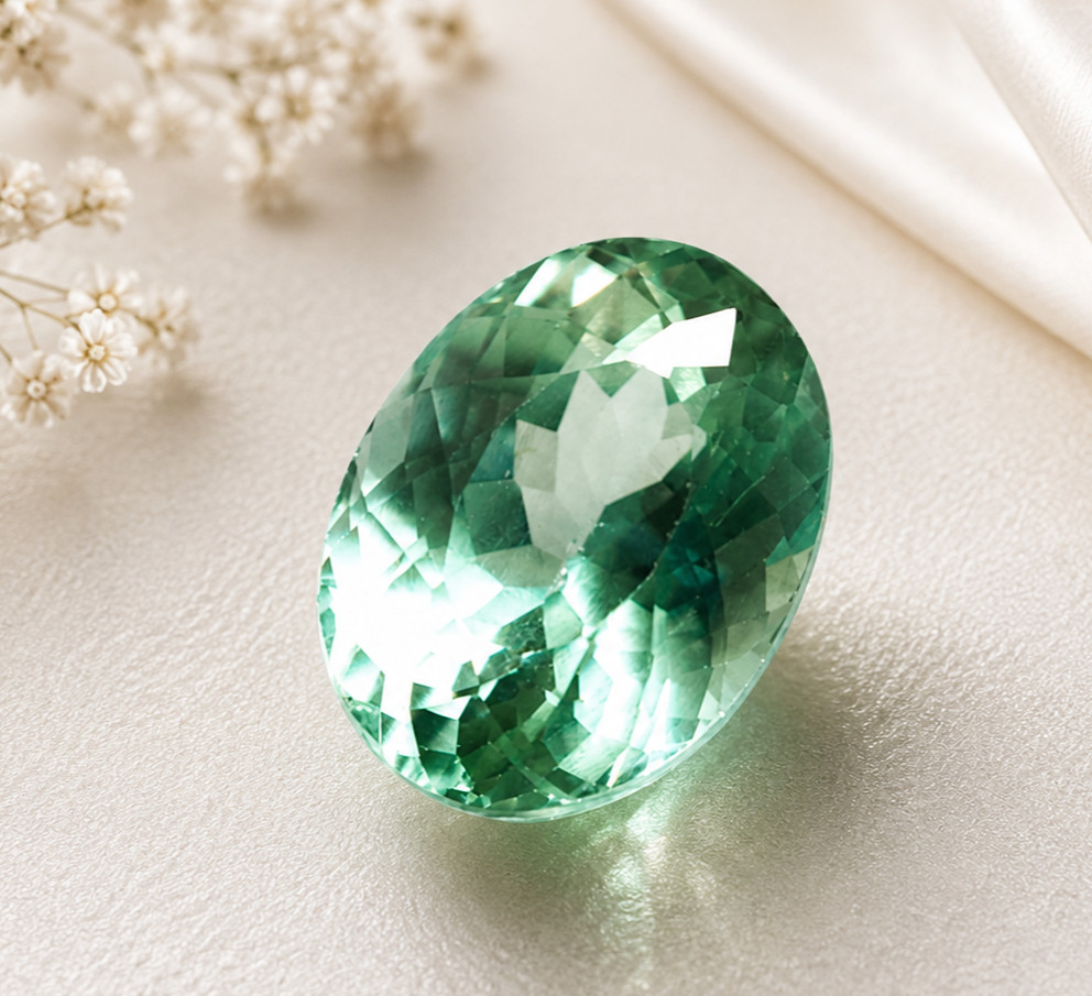 8CT Natural Green Tourmaline Oval Cut Loose Gemstone | Faceted Green Tourmaline