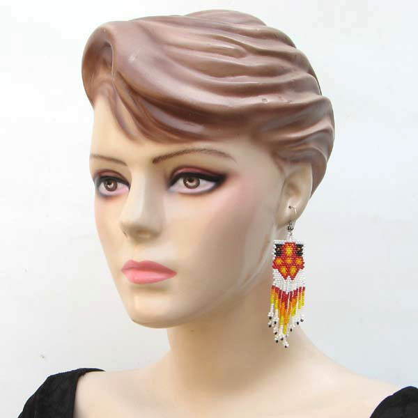 NEW ORANGE BROWN NATIVE STYLE HANDCRAFTED BEADED FASHION HOOK EARRINGS E18/20