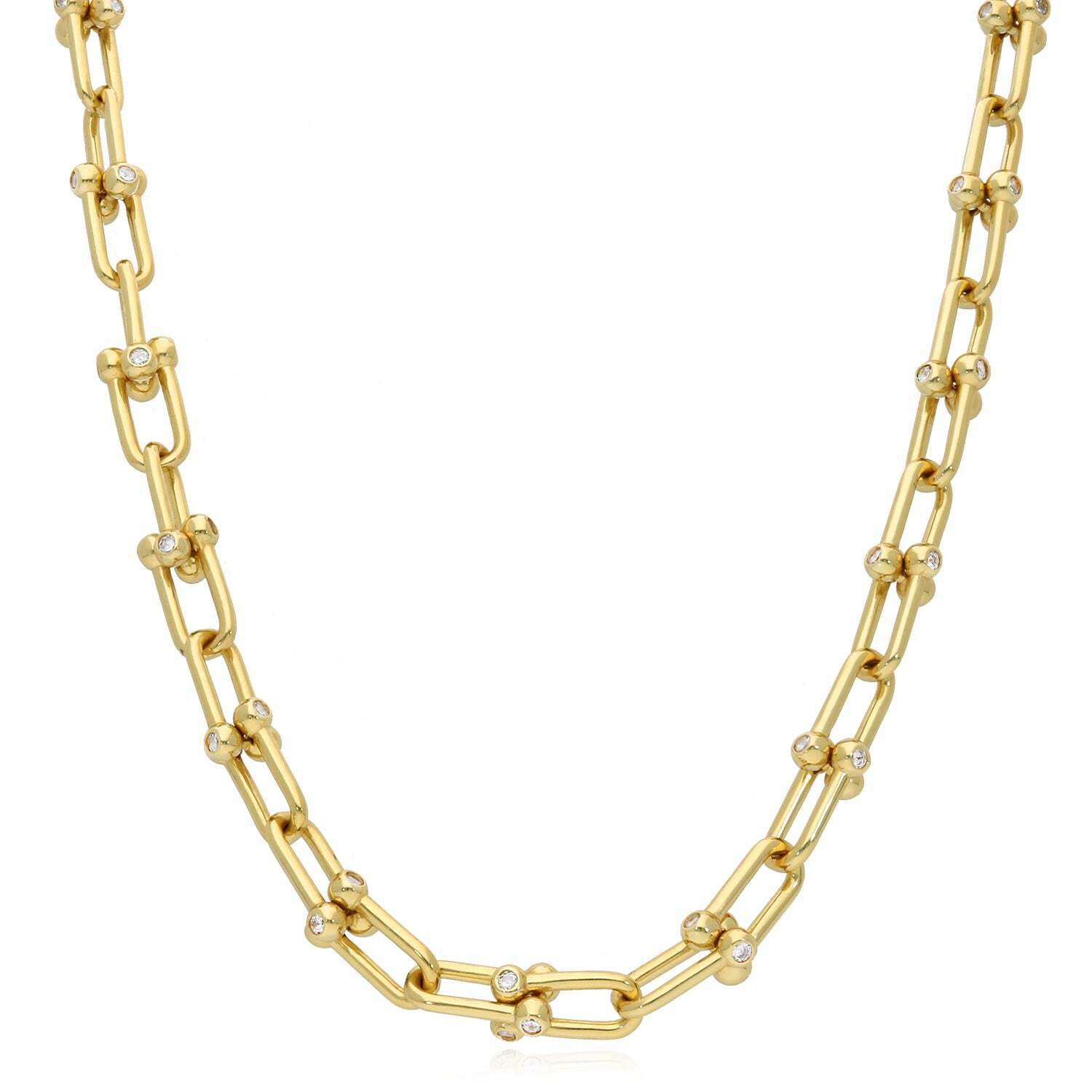 18K Yellow Gold Over Sterling Silver 8mm HardWear Chain (Solid Links) 16″-24″