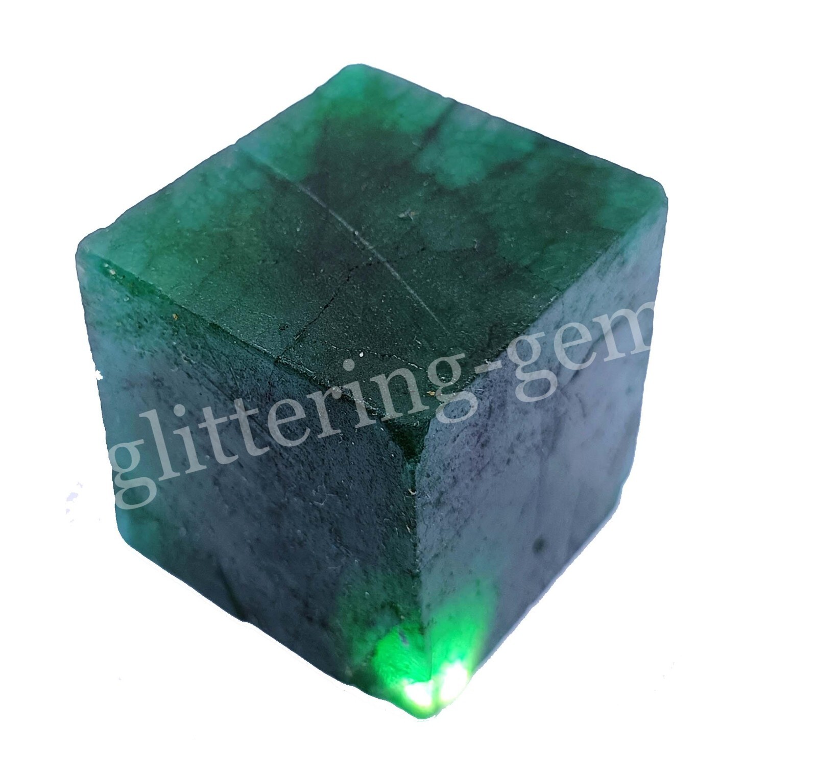 Green Emerald Natural Uncut Cube Rough 550 Ct IGL Loose Gems Opaque Dyed 26H