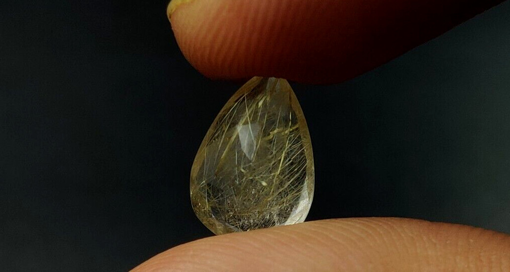 4.1 CT Golden Rutilated Quartz Pear Shape 13.3X9.10mm Faceted Cut Gemstone W64