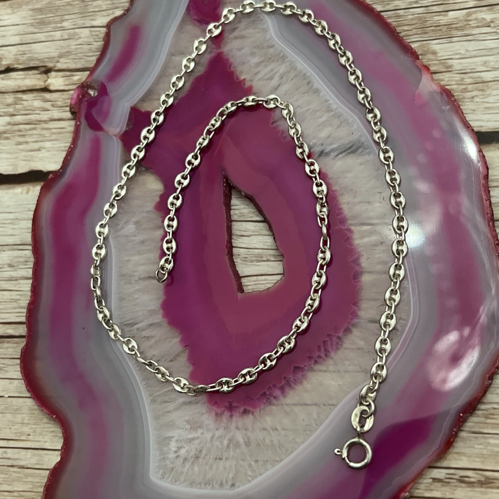 Vintage Italy Sterling Silver 925 Puffy Gucci Link Chain Necklace 18” Long 3.8mm