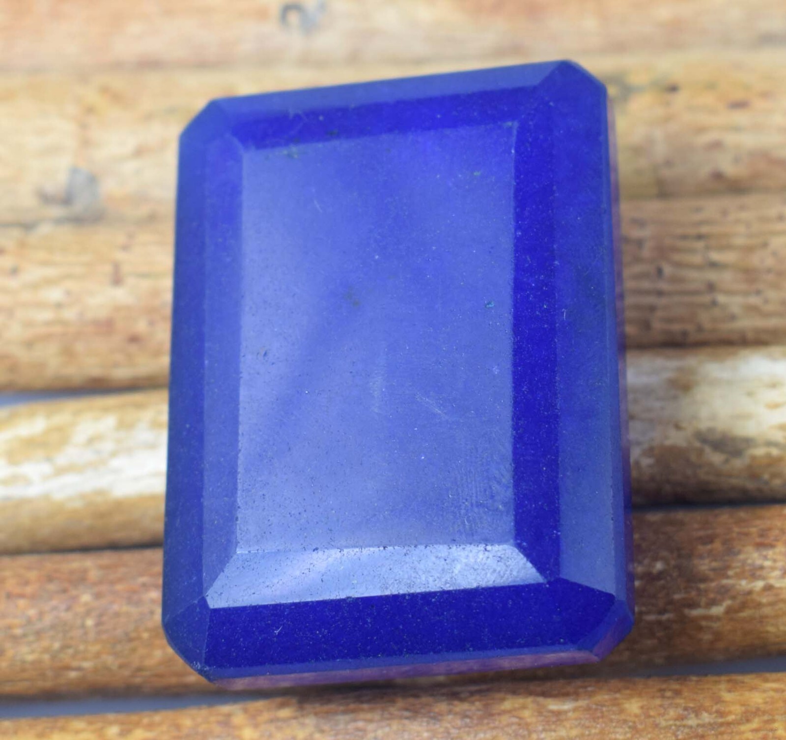 African Big Size Blue Sapphire Natural Emerald Cut Certified Gemstone KH12