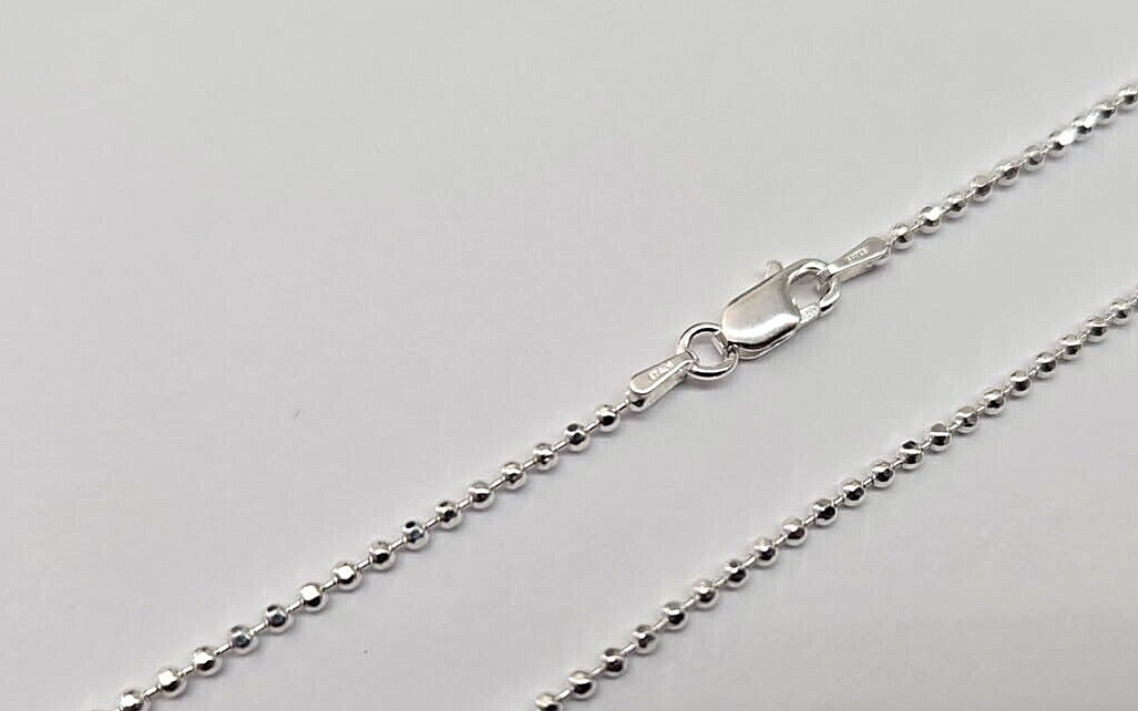 925 Sterling Silver Faceted Pallini Bead Ball Chain Necklace Bracelet 1.8mm