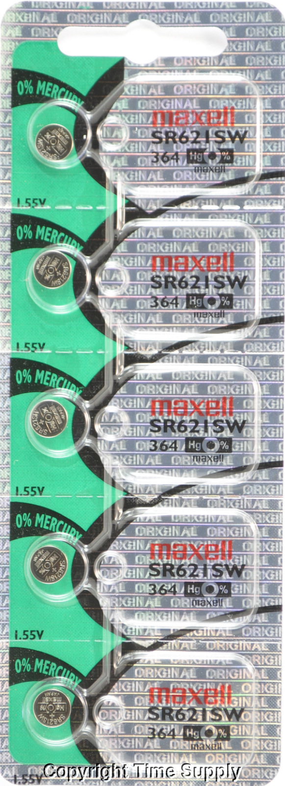 Maxell 364 SR621SW SR621 28034 LR621 AG1 Battery 0% MERCURY (5 PC )