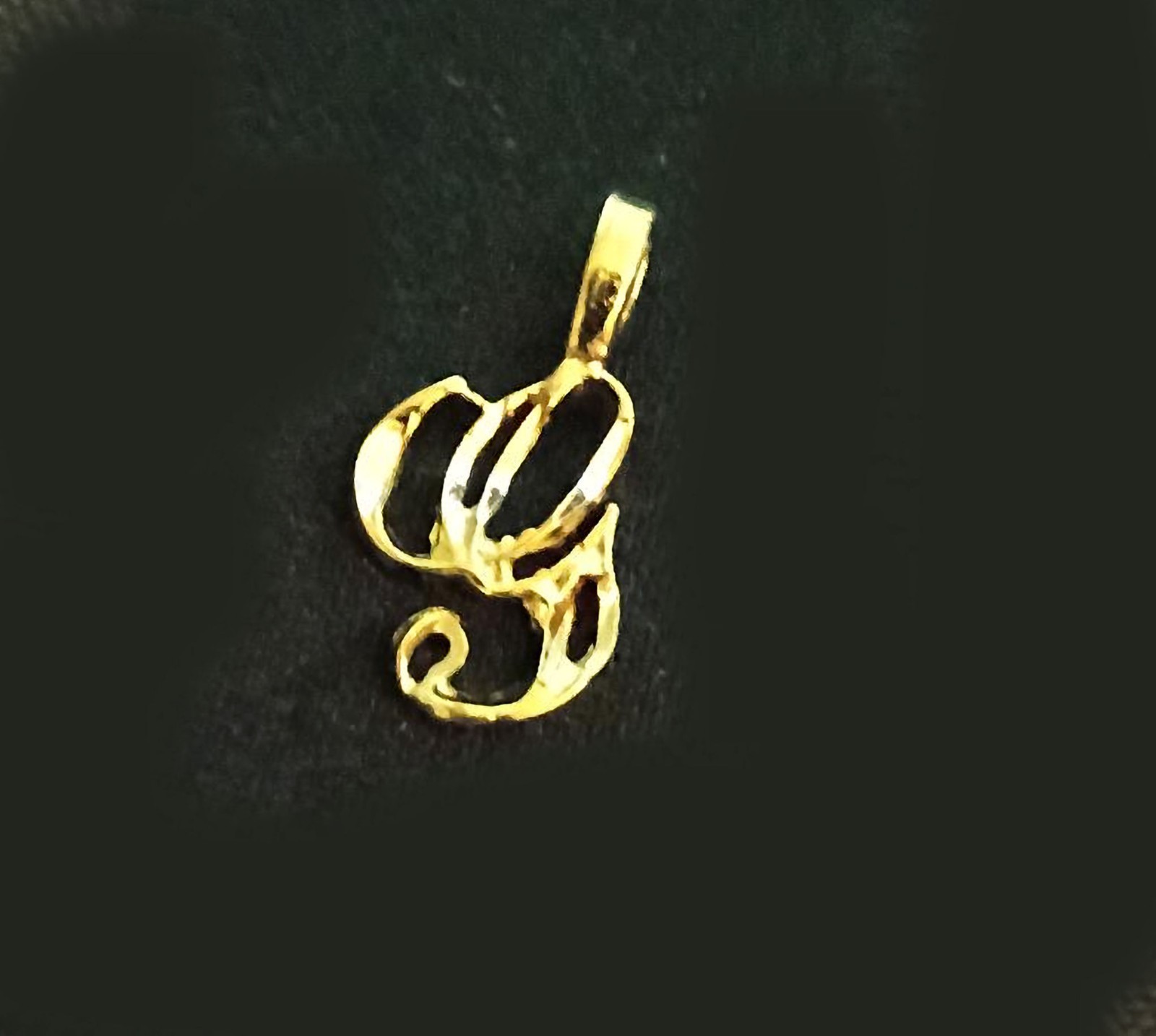 Gold Plated Initial Pendant 24k Yellow Gold Cursive Letters A to Z Diamond-Cut