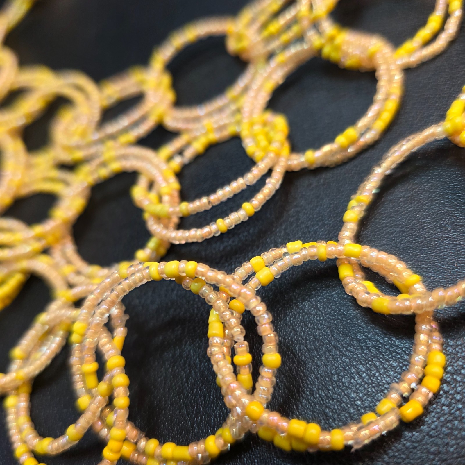 HSN Lemon Way Multi Circle Yellow Color Seed Bead 27″ Bib Necklace