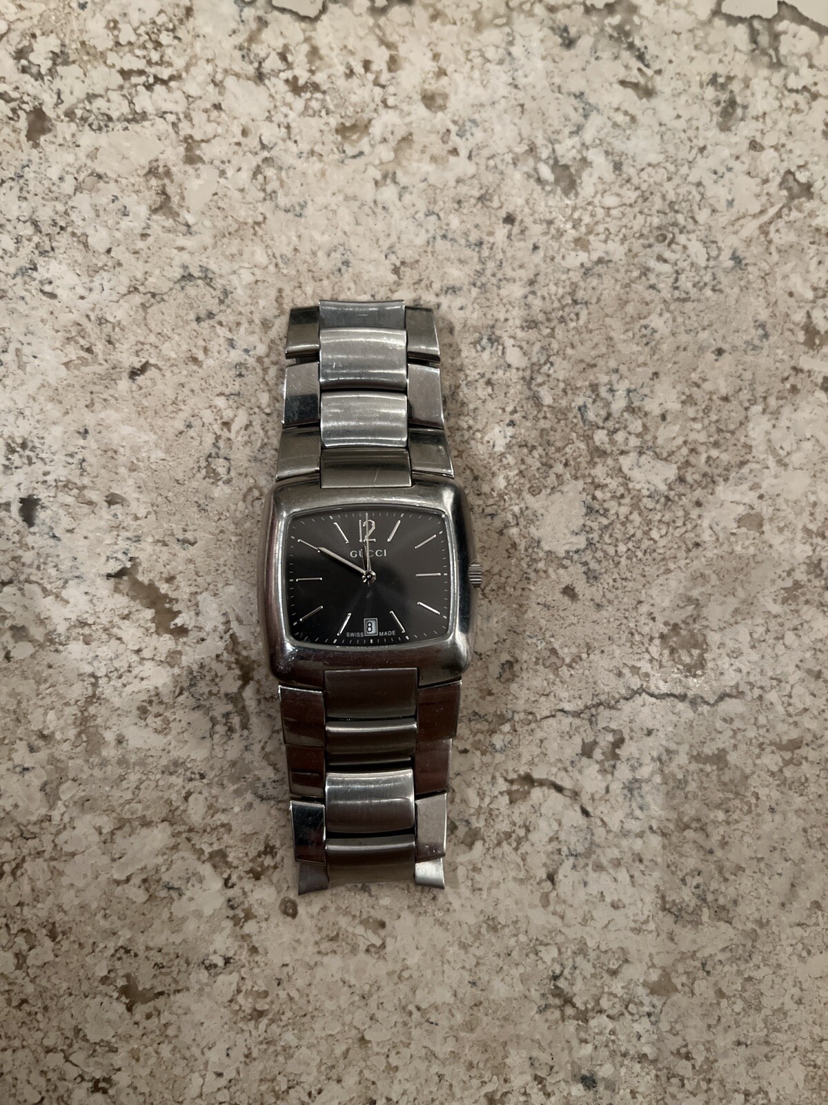 GUCCI 8500M Date 35mm Stainless Steel Watch Slate Gray Dial