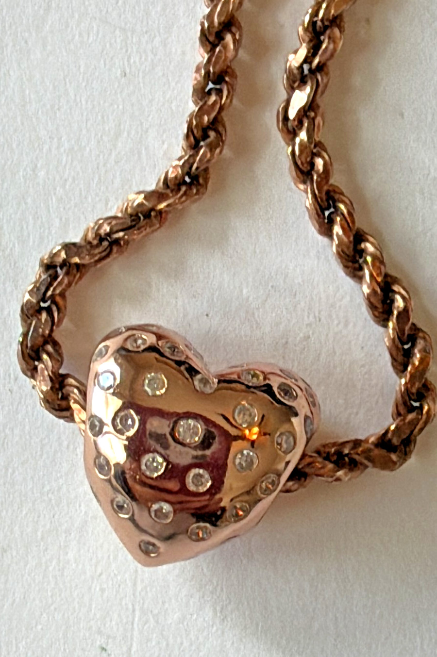 FZN FUZION CREATIONS INTERNATIONAL ROSE GOLD OVER 925 STERLING HEART NECKLACE