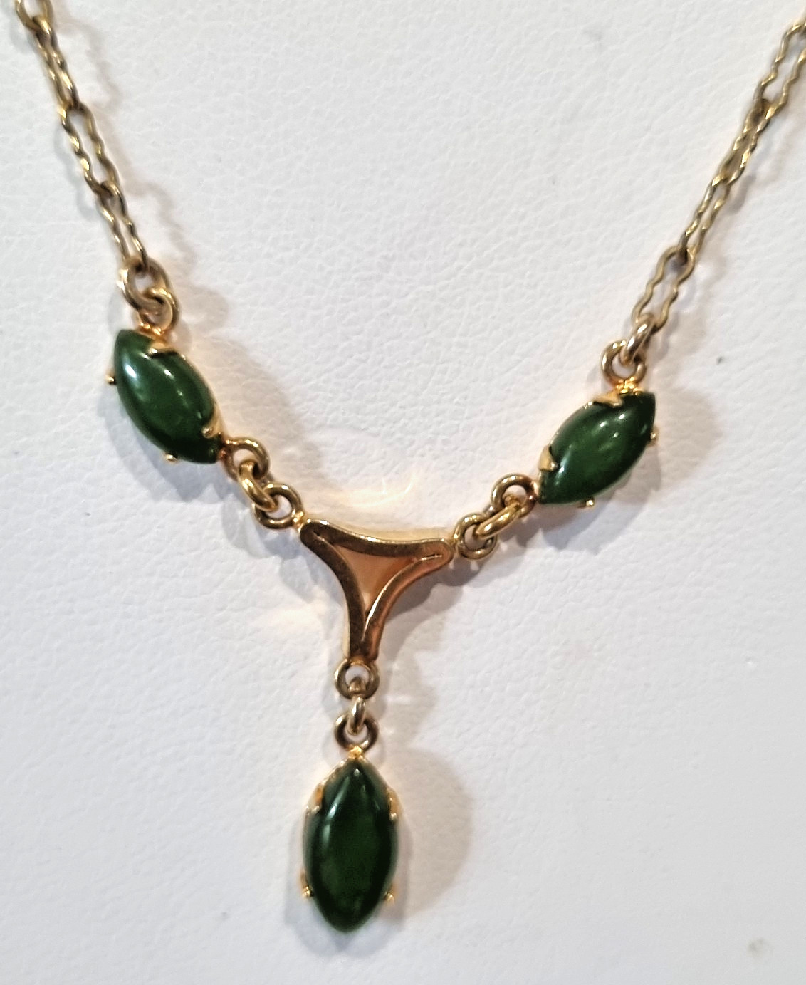 Vintage Rare Collectible c1940s -50s ART 12k gold fill Real Jade Necklace Video