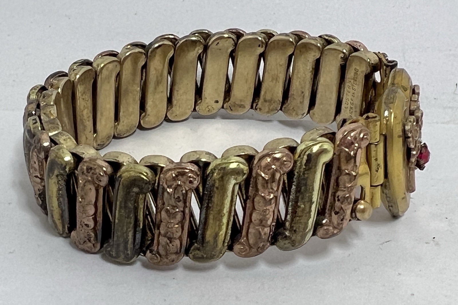 Vintage 1940s Lustern Sweetheart Sterling Silver Gold Filled Expansion Bracelet