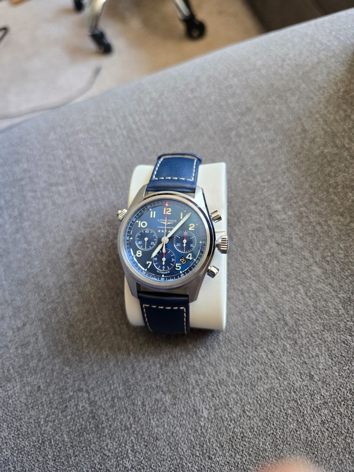 Longines Spirit Sunray Blue Men’s Watch – L3.820.4.93.0 42mm, Leather Strap.