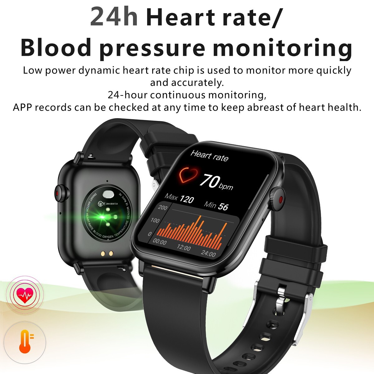 Smart Watch Bluetooth Call Heart Rate BP Monitor Waterproof Watch♬