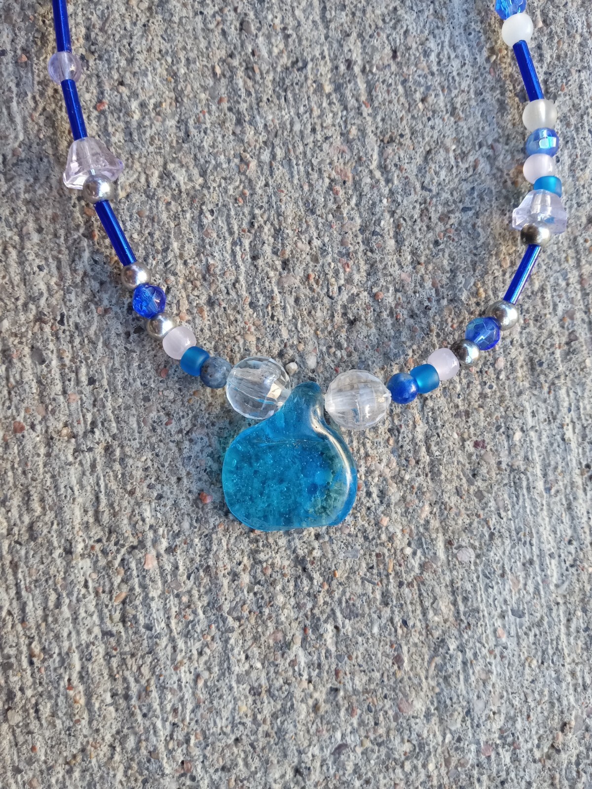 Blue Crystal Beaded Necklace