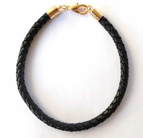 6mm Gold Tone Leather Braided Bolo Necklace Black, Brown, Natural – 1/4 inch