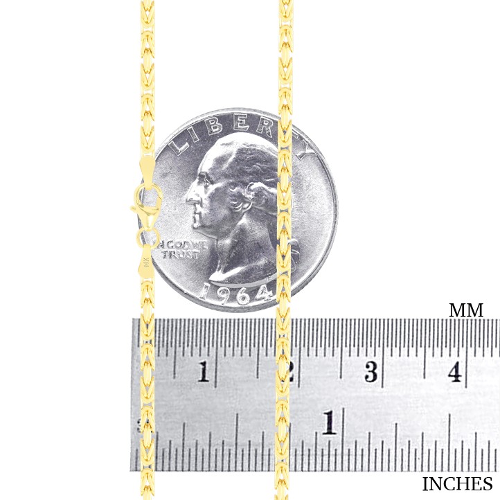 Mens 14K Yellow Gold Solid 2.5mm Byzantine Box Link Chain Pendant Necklace 22″
