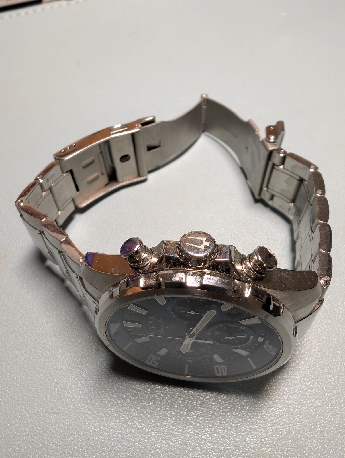 Bulova 96B256 Marine Star Blue Dial Stainless Steel Men’s Quartz Watch 44mm